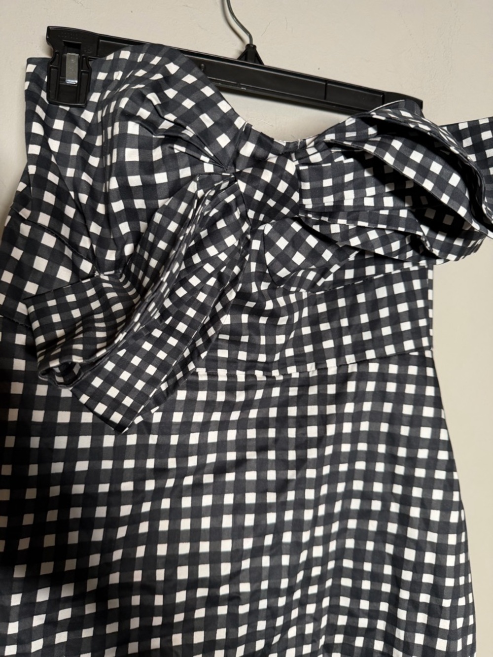 Anthropologie Hutch Strapless Gingham Midi Dress with Front Bow - Black White 6 - Picture 3 of 11